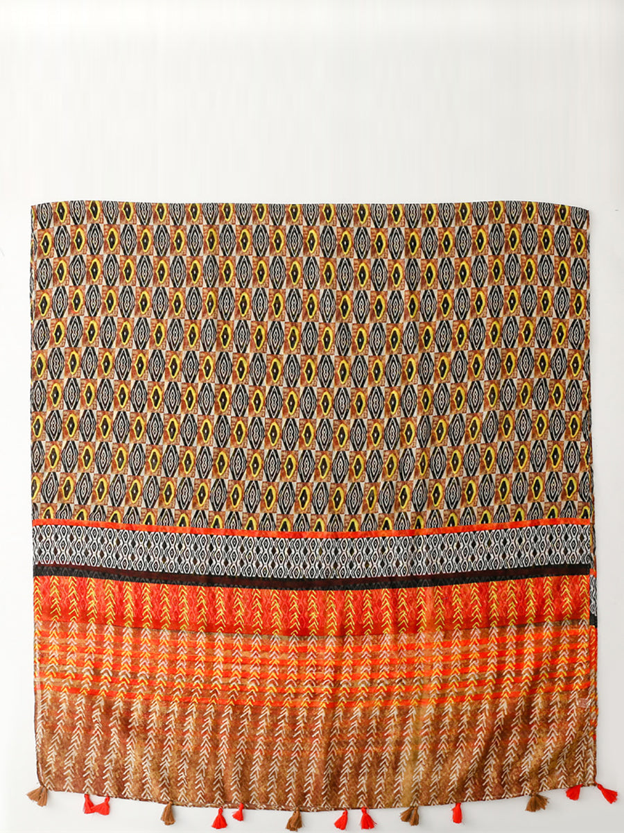 Damen Sommer Schal mit Ethno-Print und Quaste KL1020