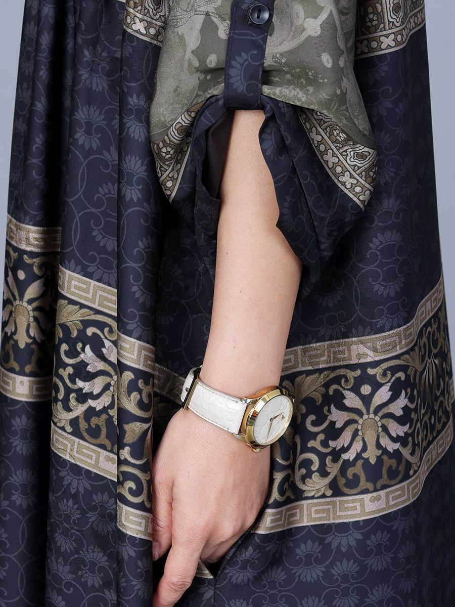 Women Summer Jacquard Spliced Shirred V-Neck Dress AA1030