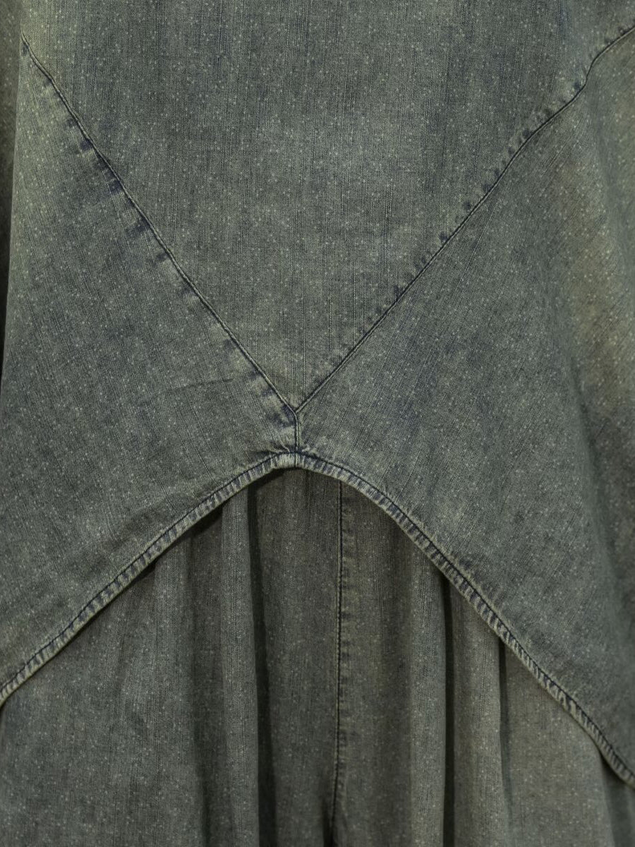 Chemise à capuche et pantalon en denim uni rétro pour femme AA1055