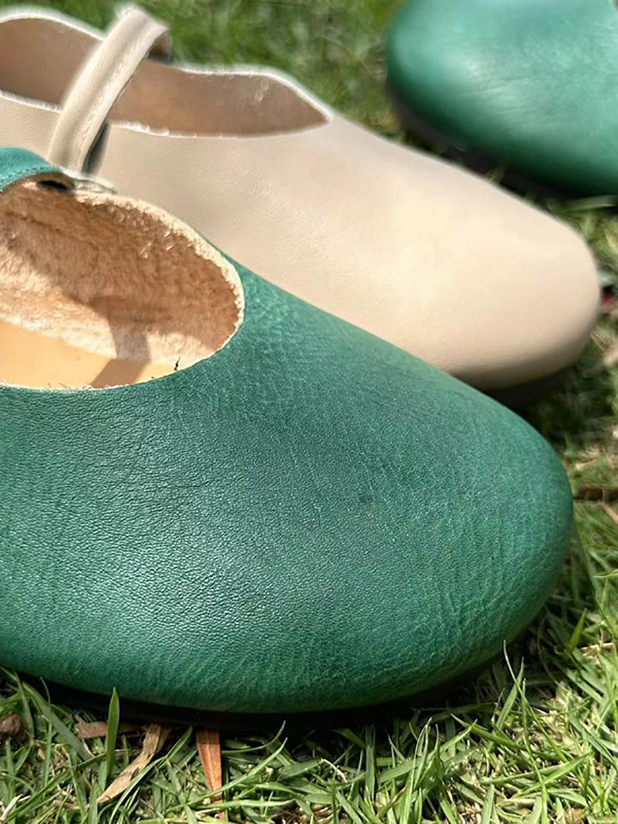 Women Summer Casual Solid Soft Leather Flat Shoes AS1014