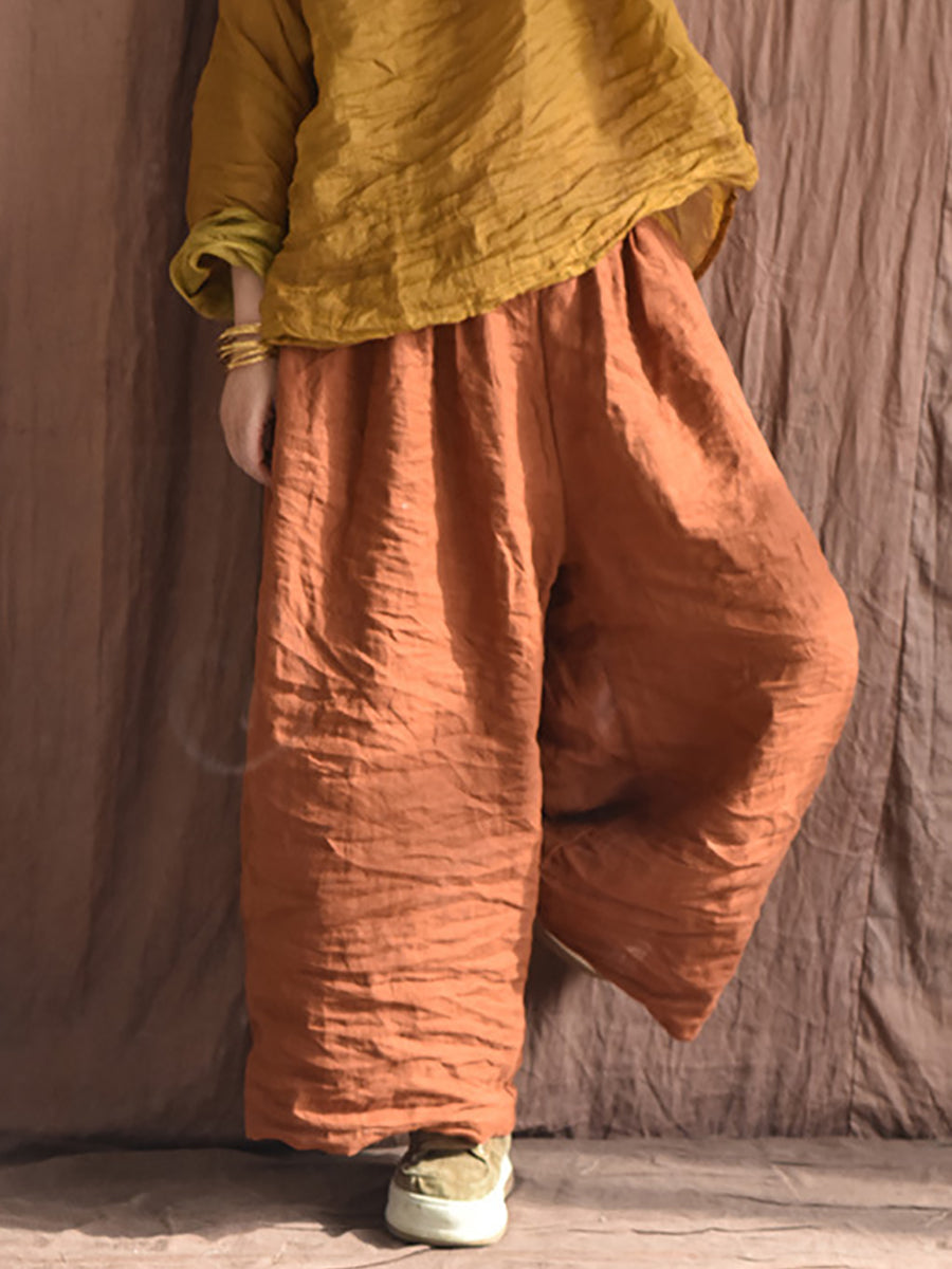 Women Summer Vintage Colorblock Loose Linen Pants OP1012
