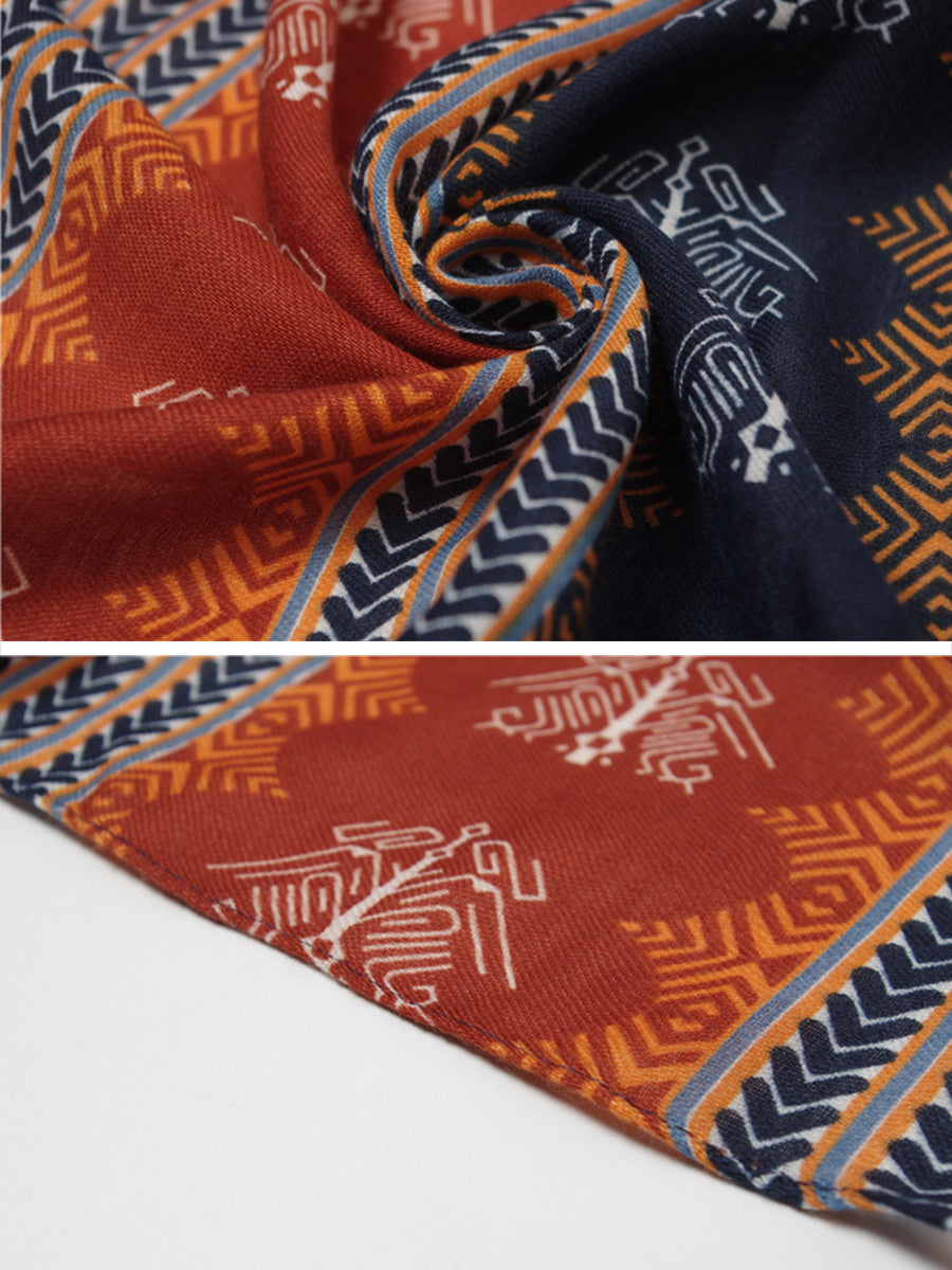 Écharpe châle à pampilles à imprimé ethnique pour femme II1001