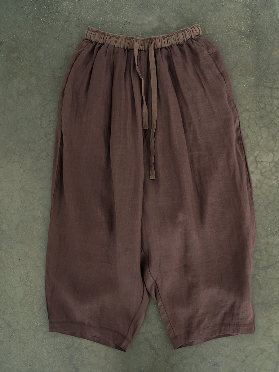 Pantalon sarouel décontracté d'été en ramie mince et solide pour femme II1012