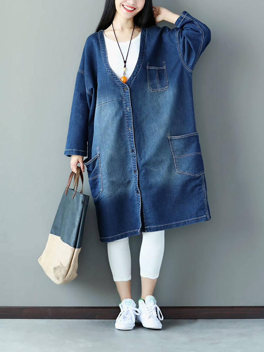 Manteau en jean décontracté à patch floral pour femme AS1021