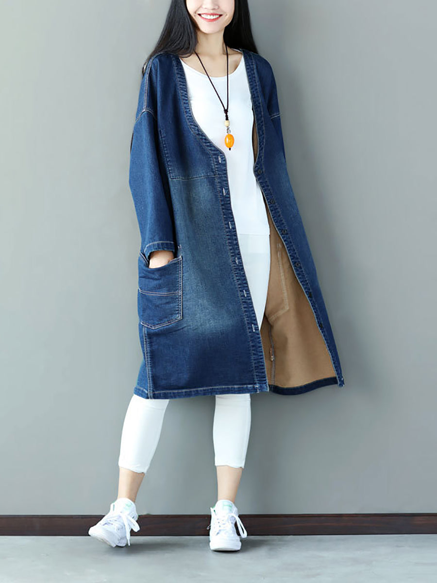Manteau en jean décontracté à patch floral pour femme AS1021