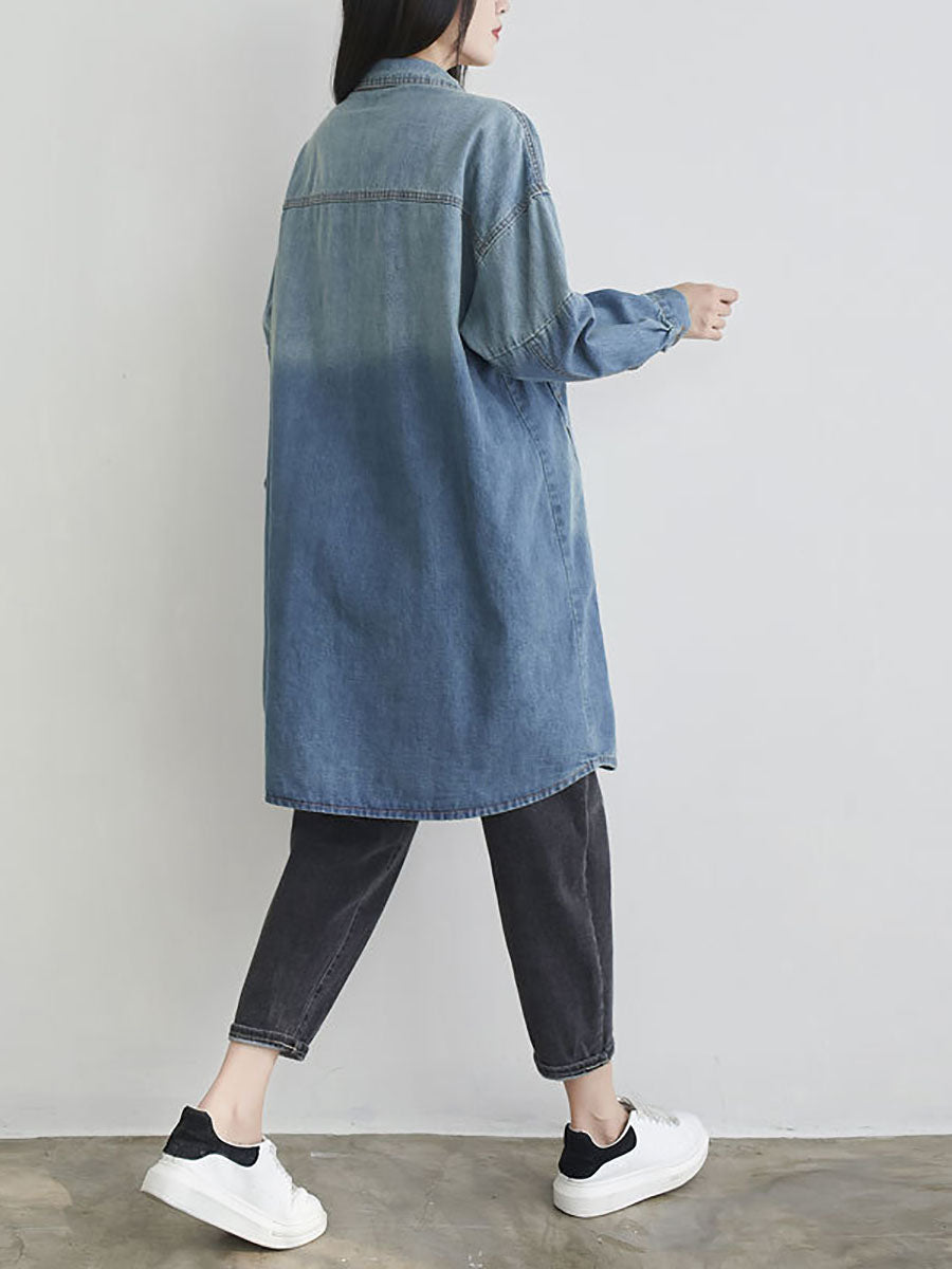 Manteau chemise en jean à poches solides et décontractées pour femmes, automne AS1001