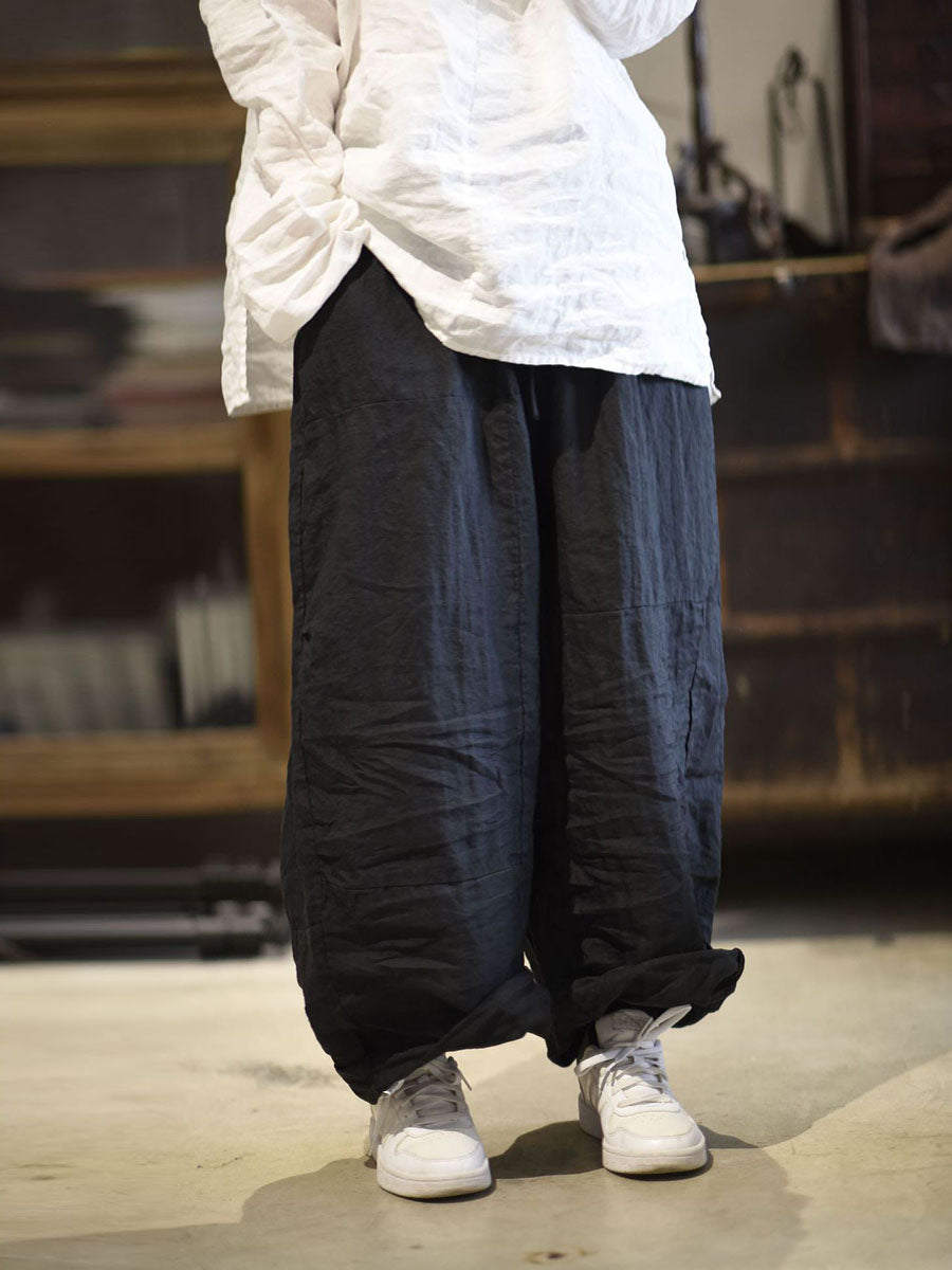 Pantalon ample en ramie uni Artsy pour femme AS1002
