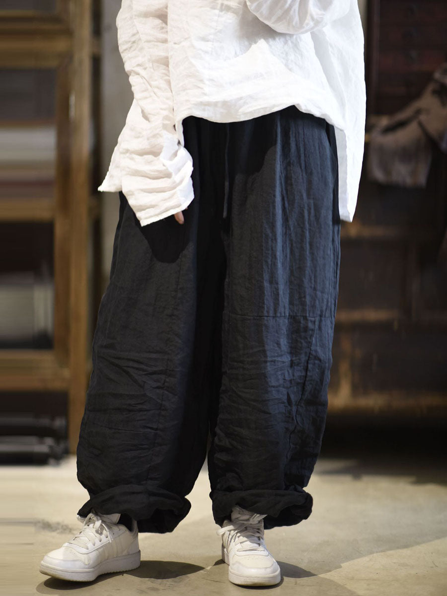 Pantalon ample en ramie uni Artsy pour femme AS1002