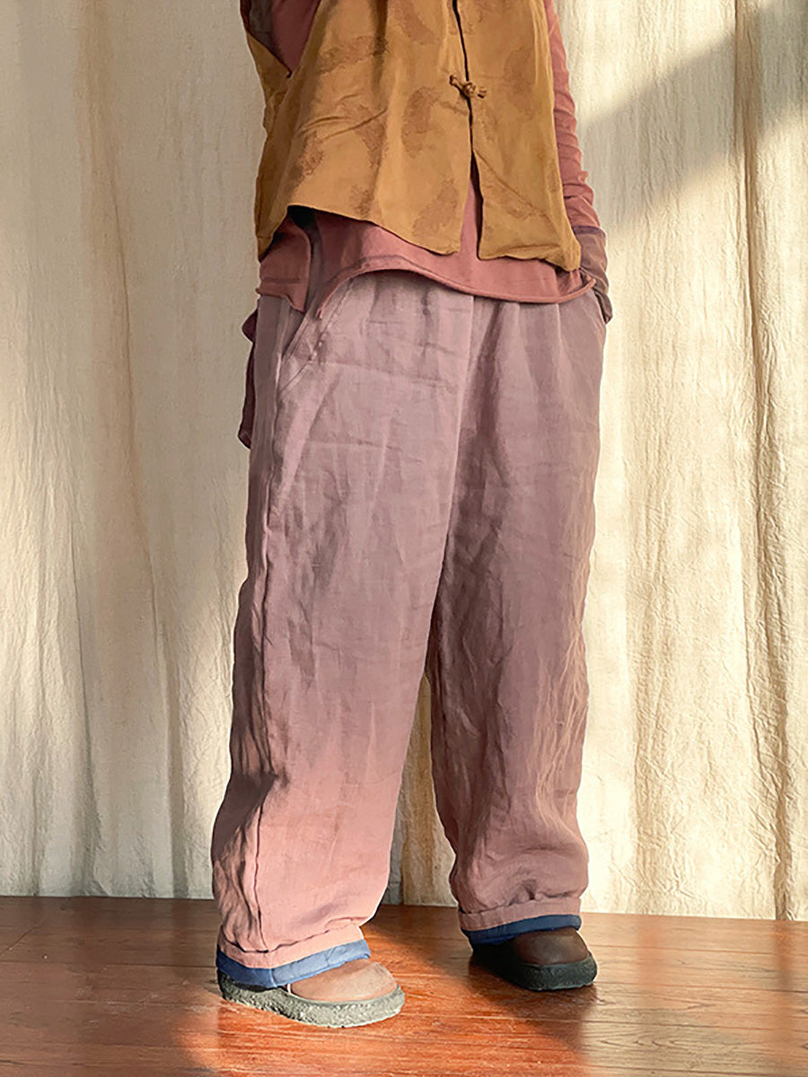 Pantalon sarouel en lin uni avec poches pour femme Rero Winter AT1096