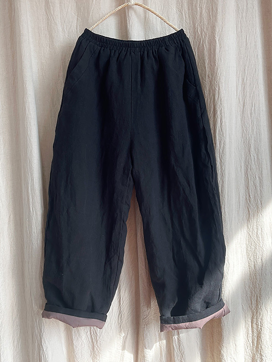 Pantalon sarouel en lin uni avec poches pour femme Rero Winter AT1096