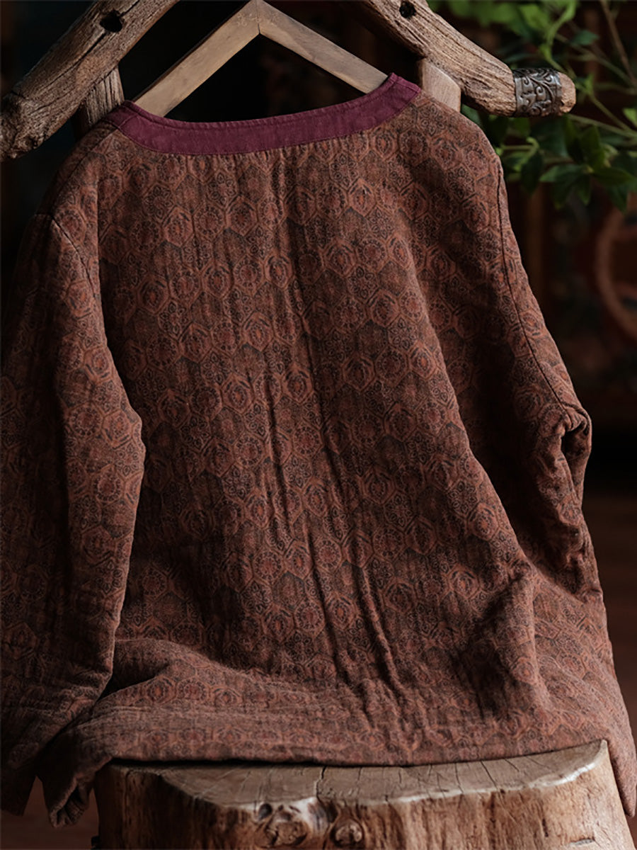 Damen Herbst Ethnisch 100% Baumwolle Kurz Gepolsterter Mantel AI1061