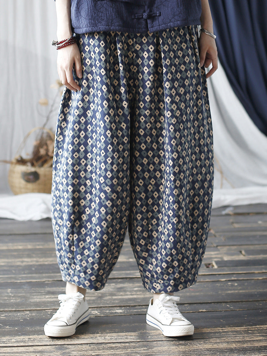 Pantalon sarouel en coton à motif artistique d'automne pour femme AH1035