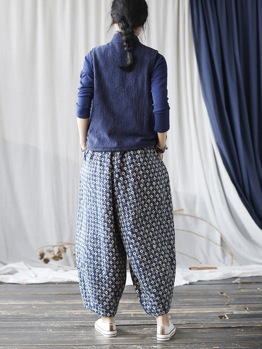 Pantalon sarouel en coton à motif artistique d'automne pour femme AH1035