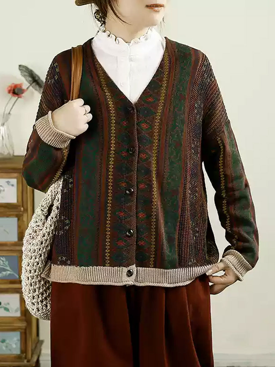 Cardigan en tricot à col en V pour femme, décontracté, automne, AH1040