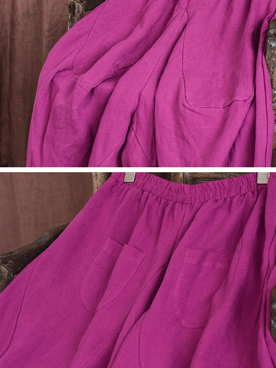 Femmes Automne Rero Solide Lin Loos Bloomers AH1052