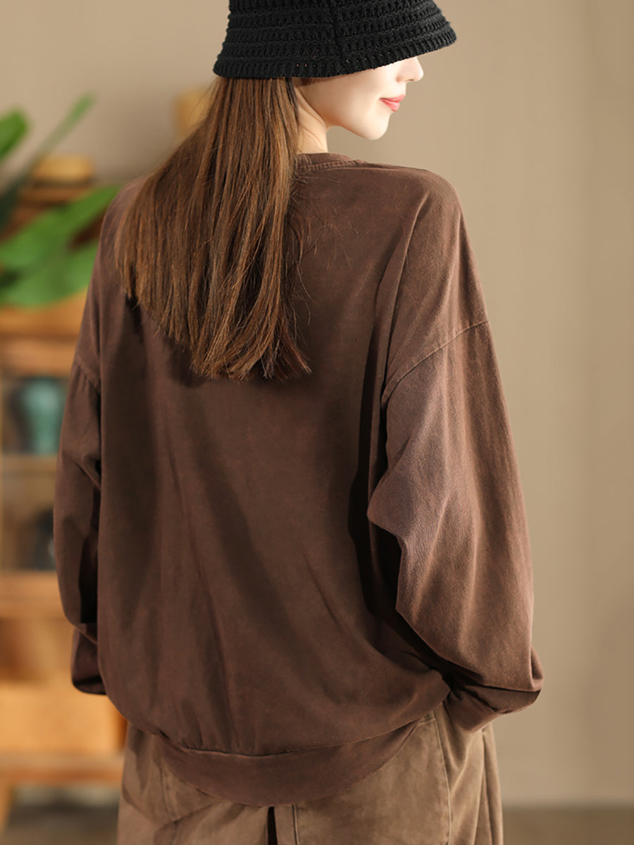 Sweat-shirt en coton à col rond et imprimé éléphant pour femme, style décontracté, automne, AK1017