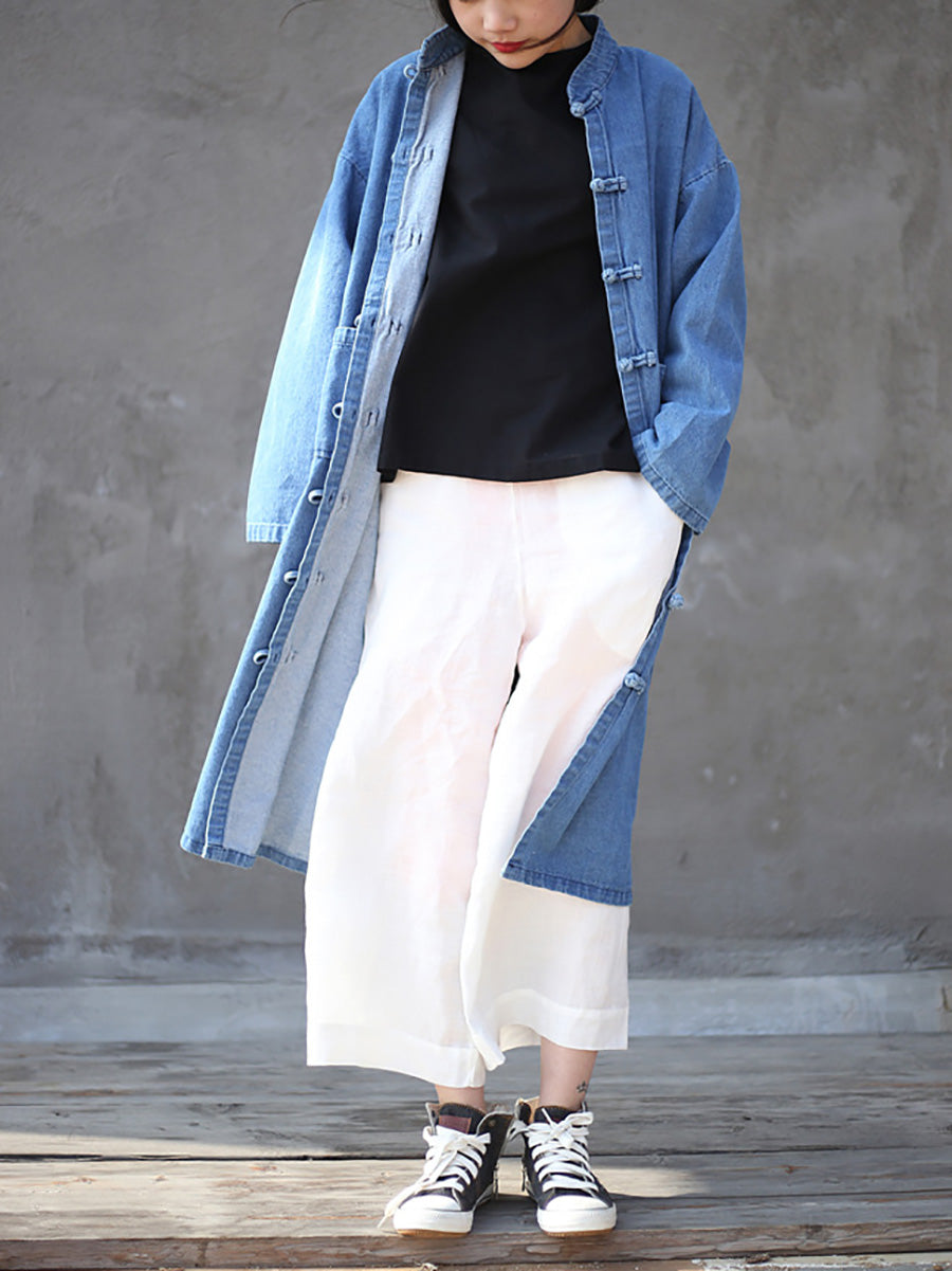 Manteau en jean décontracté à poches solides pour femmes, automne AK1032