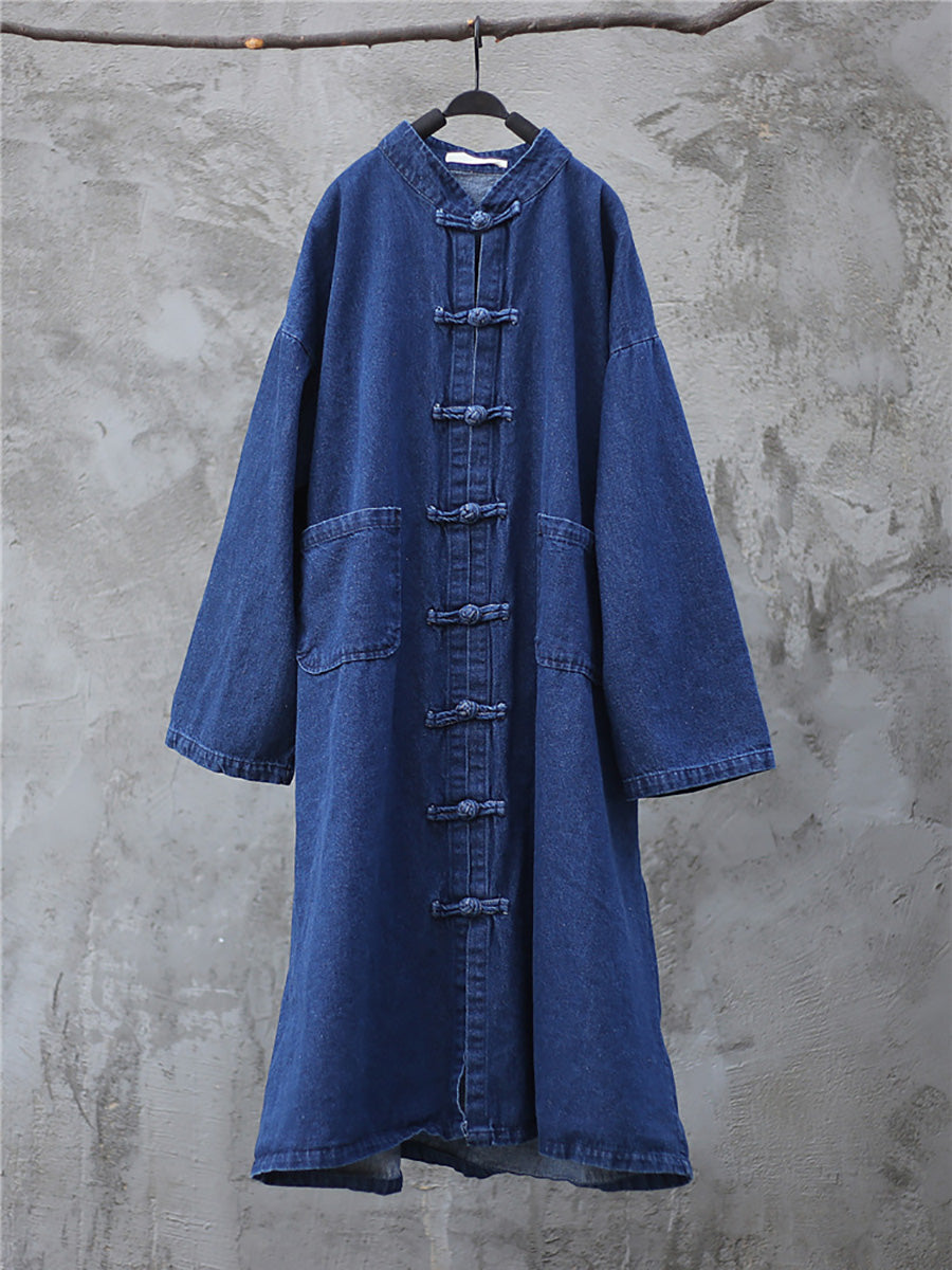 Manteau en jean décontracté à poches solides pour femmes, automne AK1032