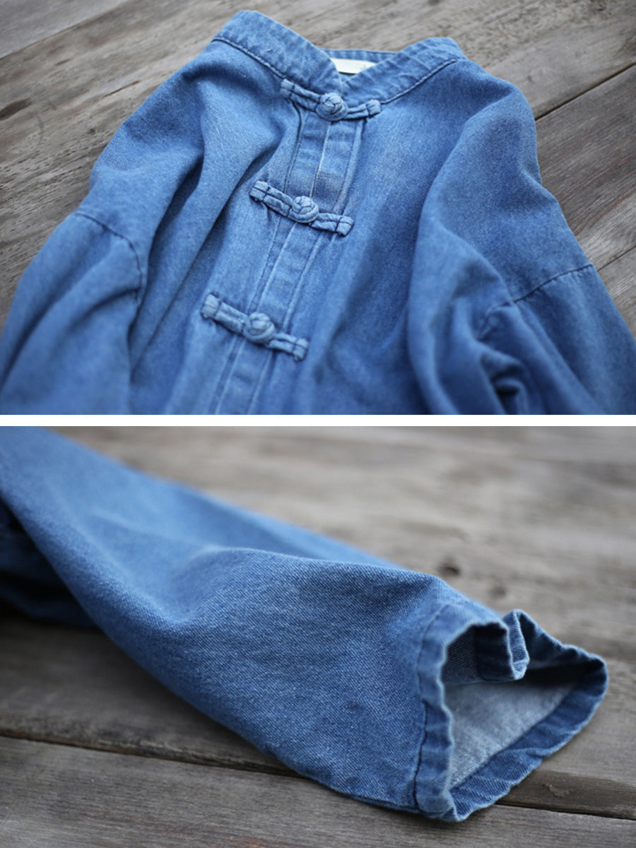 Manteau en jean décontracté à poches solides pour femmes, automne AK1032