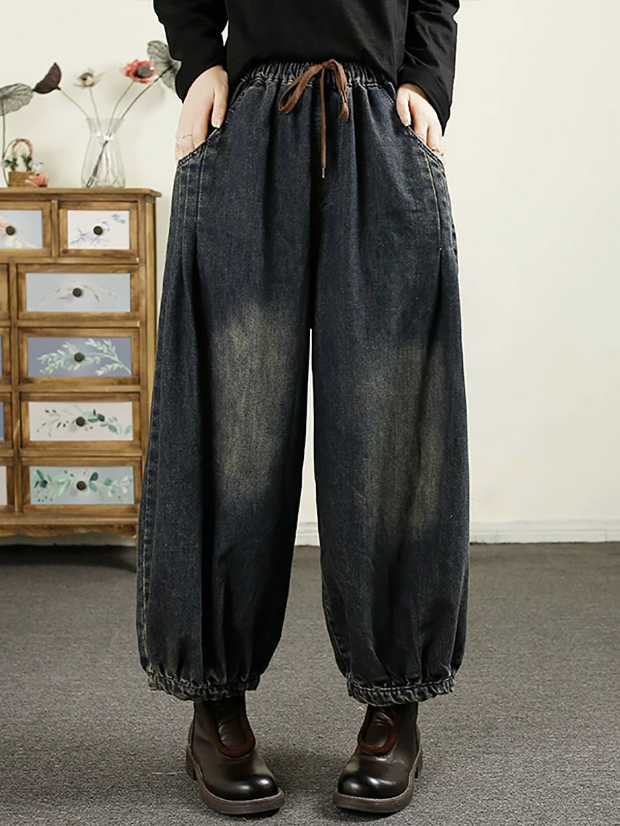 Frauen Herbst Vintage Denim Lose Harem Hosen AK1043