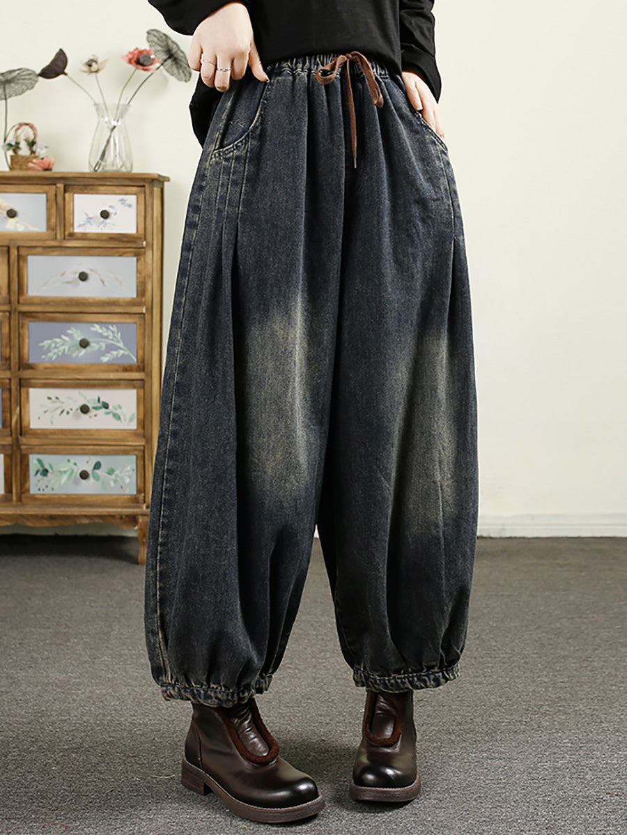 Frauen Herbst Vintage Denim Lose Harem Hosen AK1043