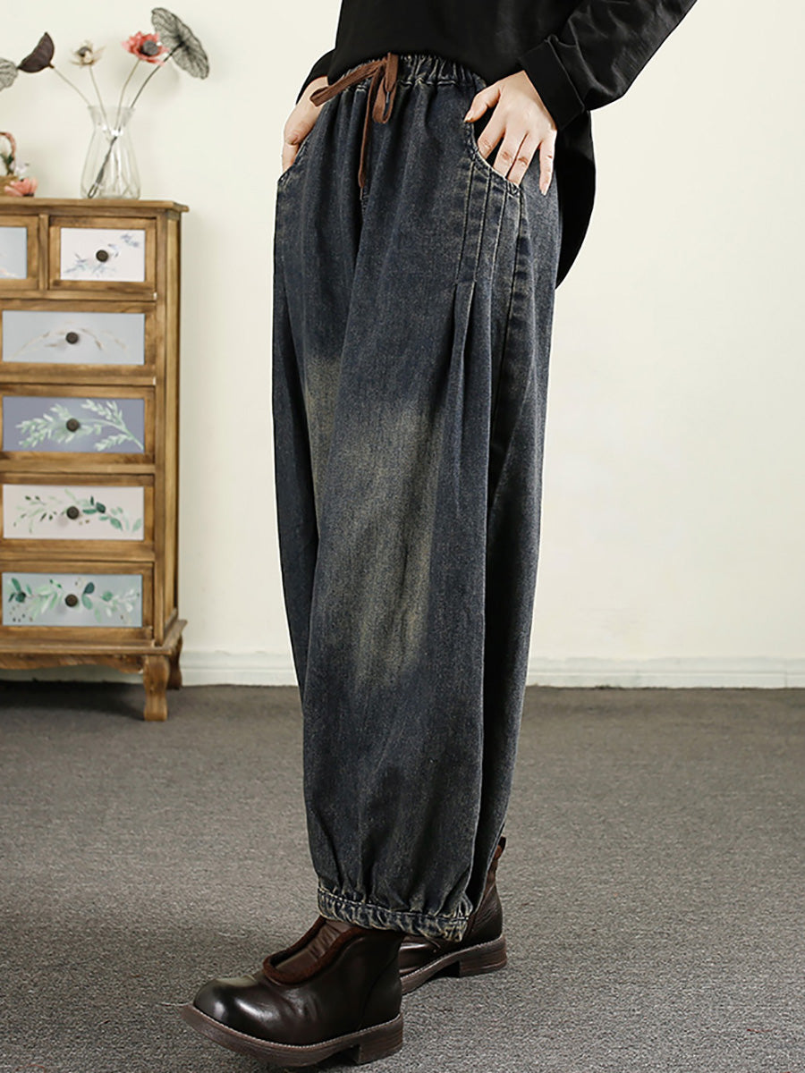 Frauen Herbst Vintage Denim Lose Harem Hosen AK1043
