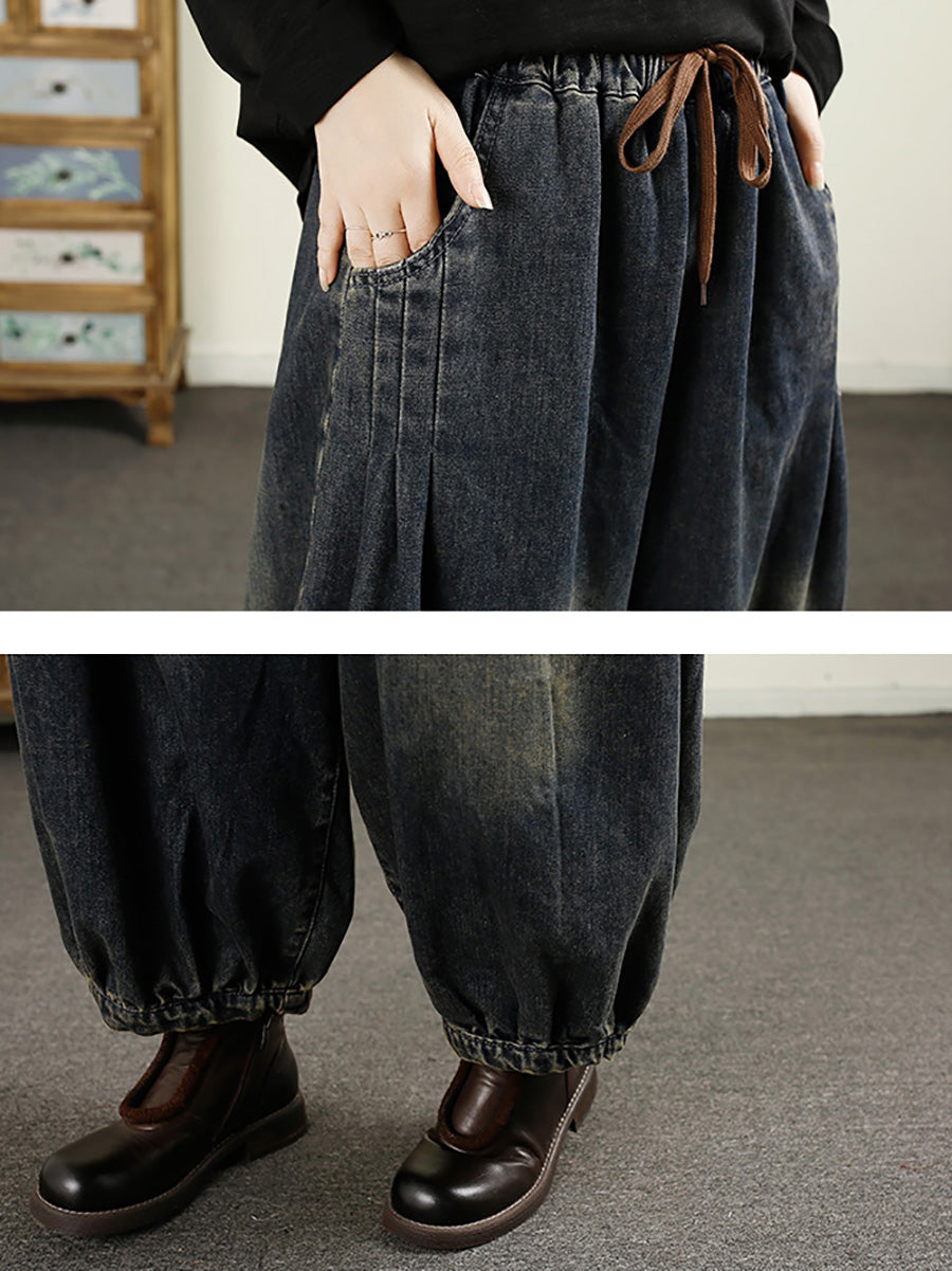 Frauen Herbst Vintage Denim Lose Harem Hosen AK1043