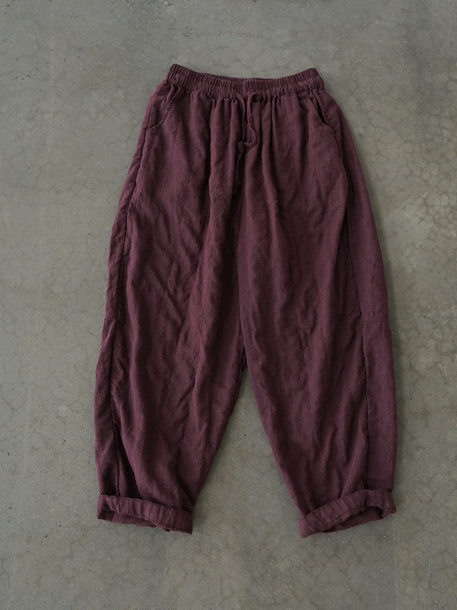 Pantalon ample en lin uni vintage pour femme, automne AV1030