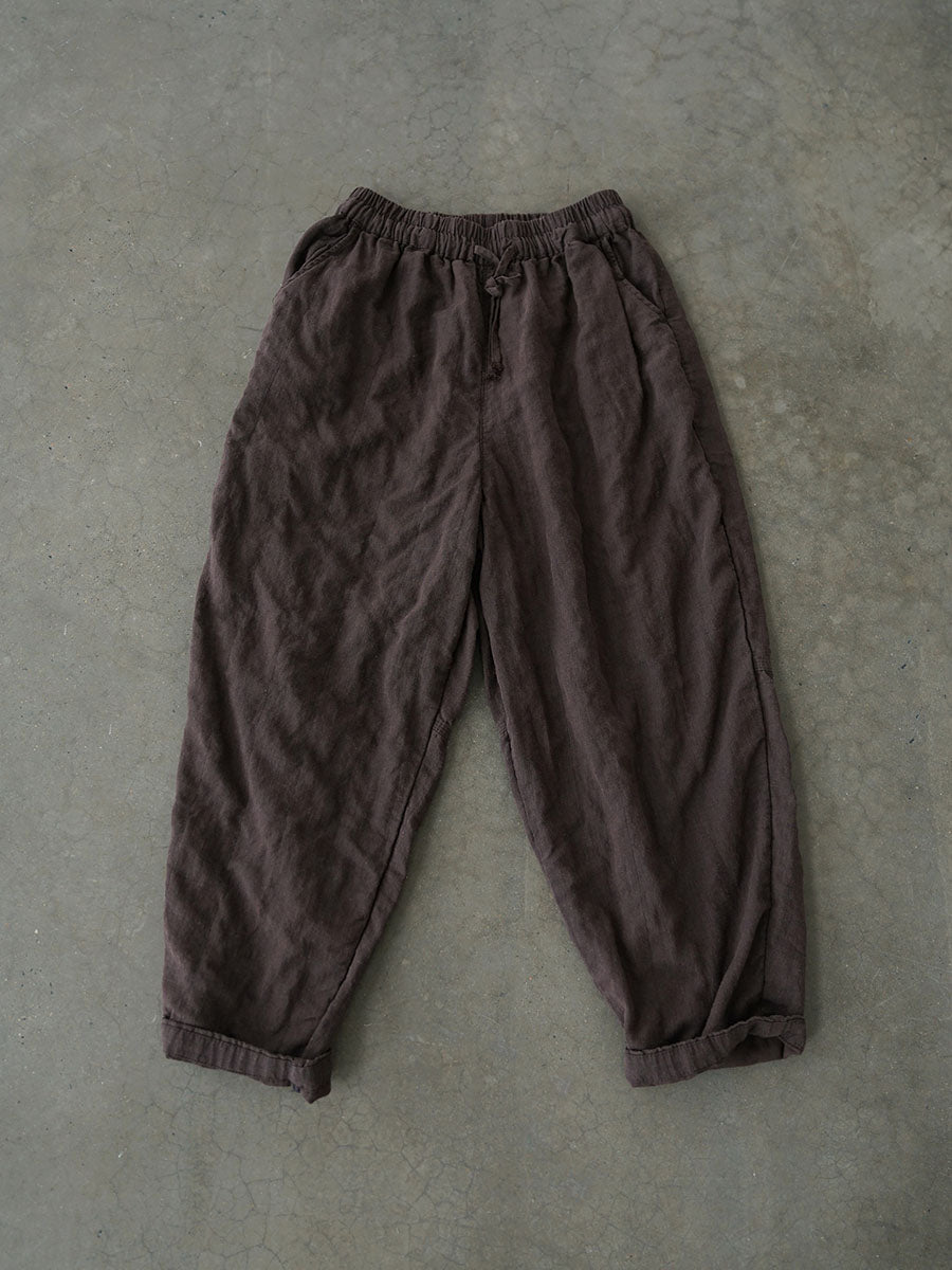 Pantalon ample en lin uni vintage pour femme, automne AV1030