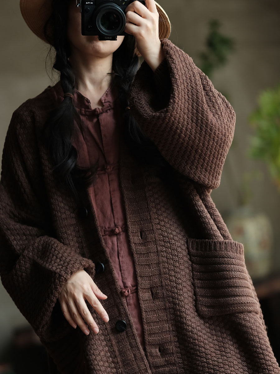 Cardigan ample à col en V en tricot décontracté pour femme, automne AV1050