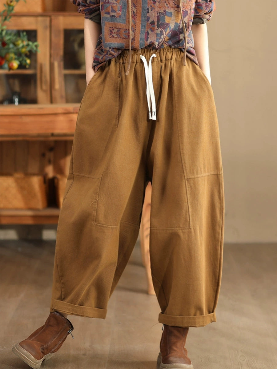 Pantalon sarouel ample en coton épissé rétro pour femme, automne BA1034