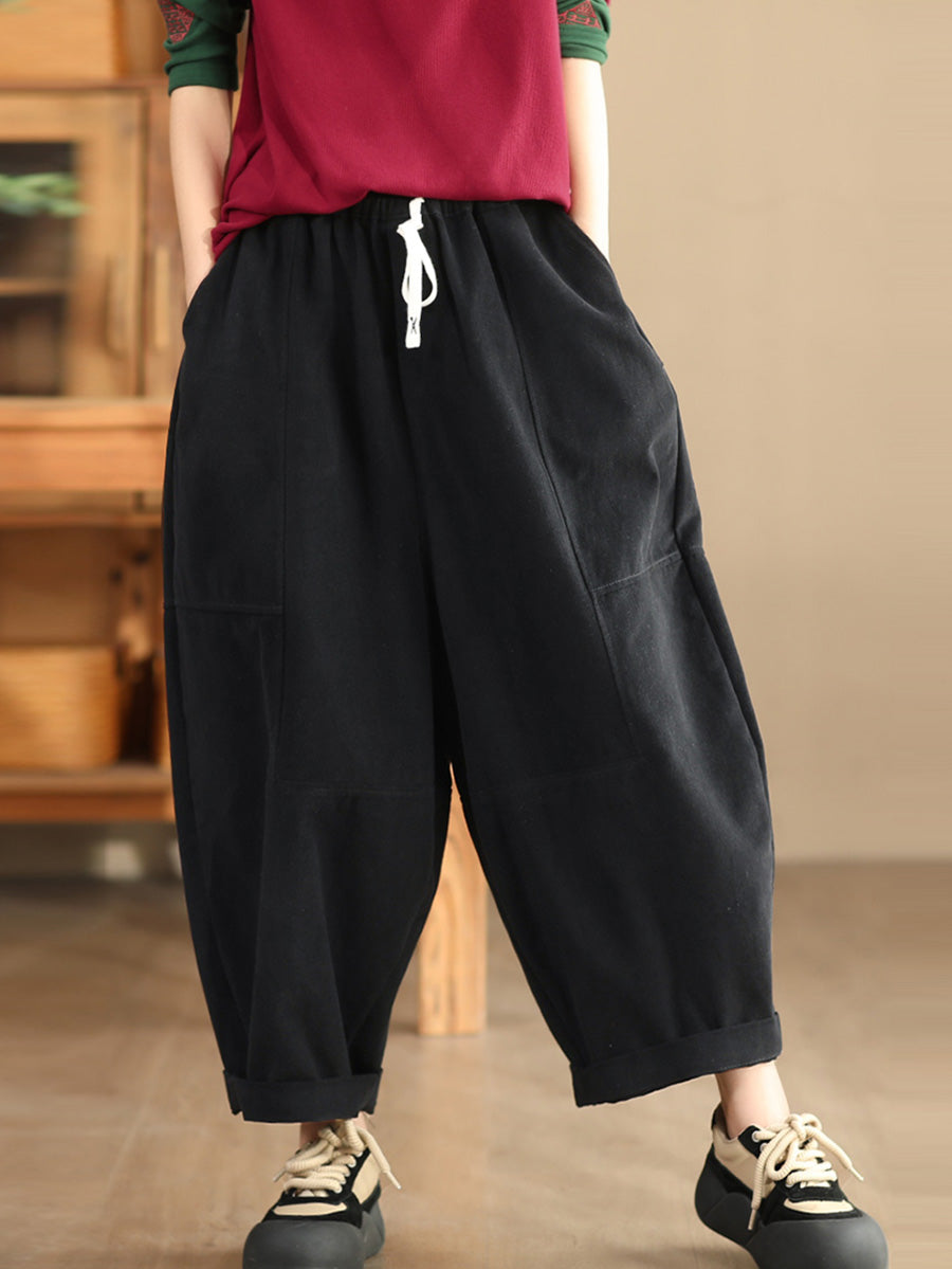Pantalon sarouel ample en coton épissé rétro pour femme, automne BA1034