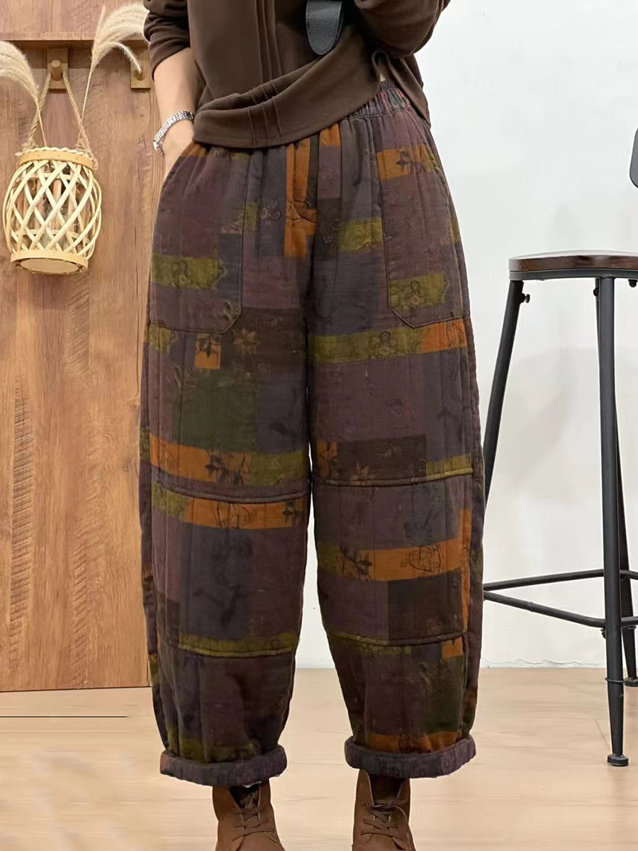 Pantalon droit à carreaux en coton rétro pour femme, automne BA1061