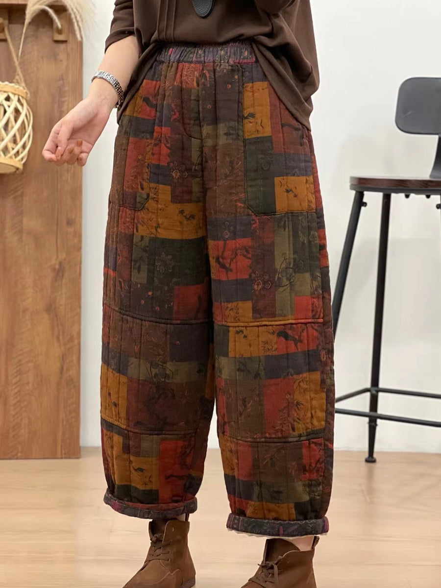 Pantalon droit à carreaux en coton rétro pour femme, automne BA1061