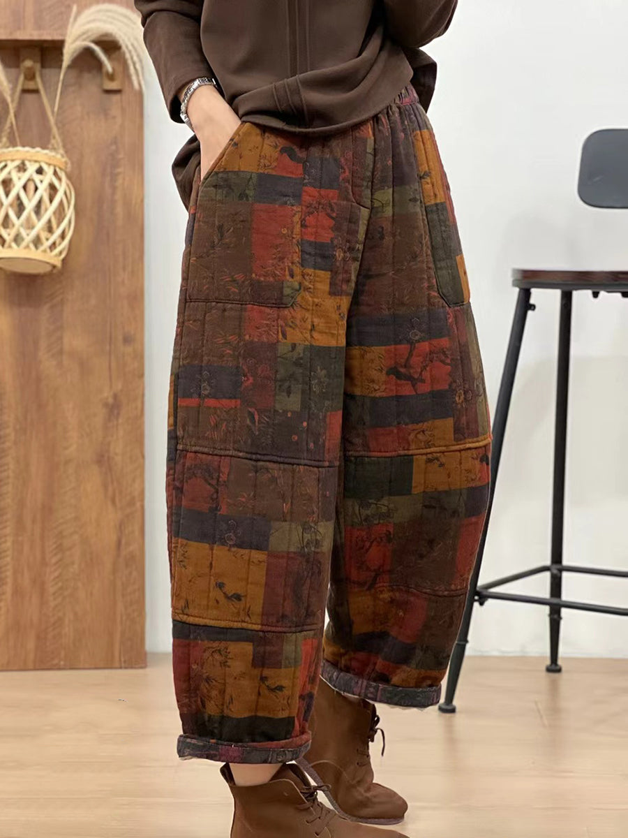 Pantalon droit à carreaux en coton rétro pour femme, automne BA1061