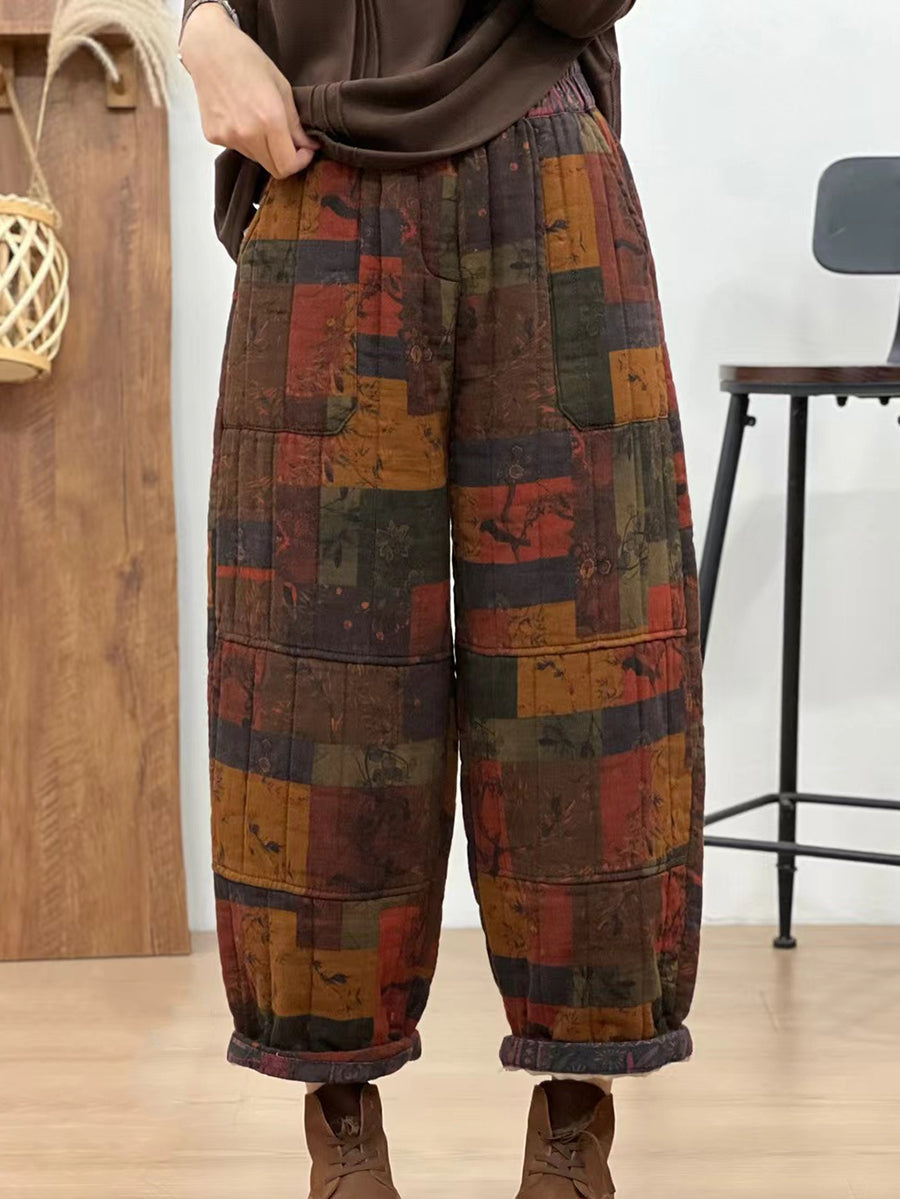 Pantalon droit à carreaux en coton rétro pour femme, automne BA1061