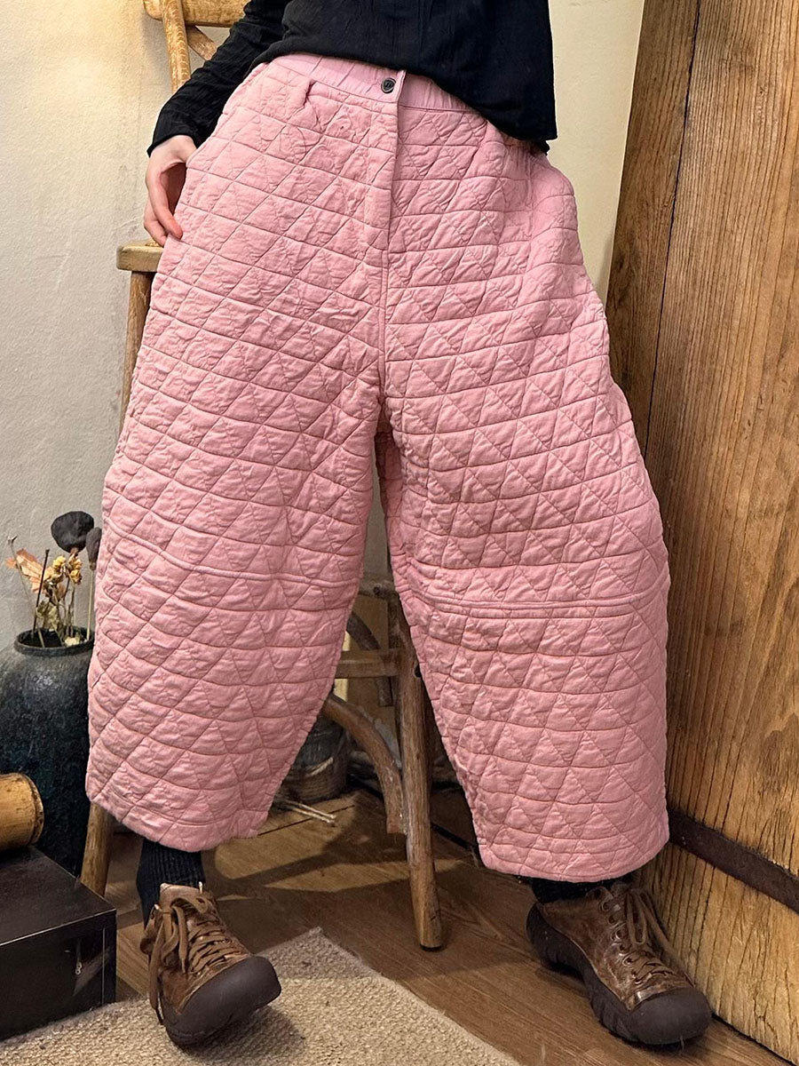 Pantalon droit en coton à losanges rétro pour femme, automne BA1063