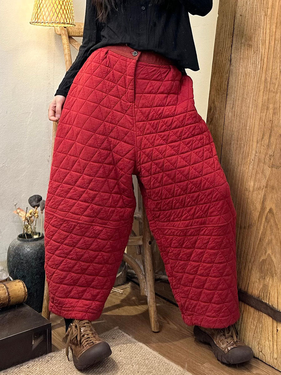Pantalon droit en coton à losanges rétro pour femme, automne BA1063