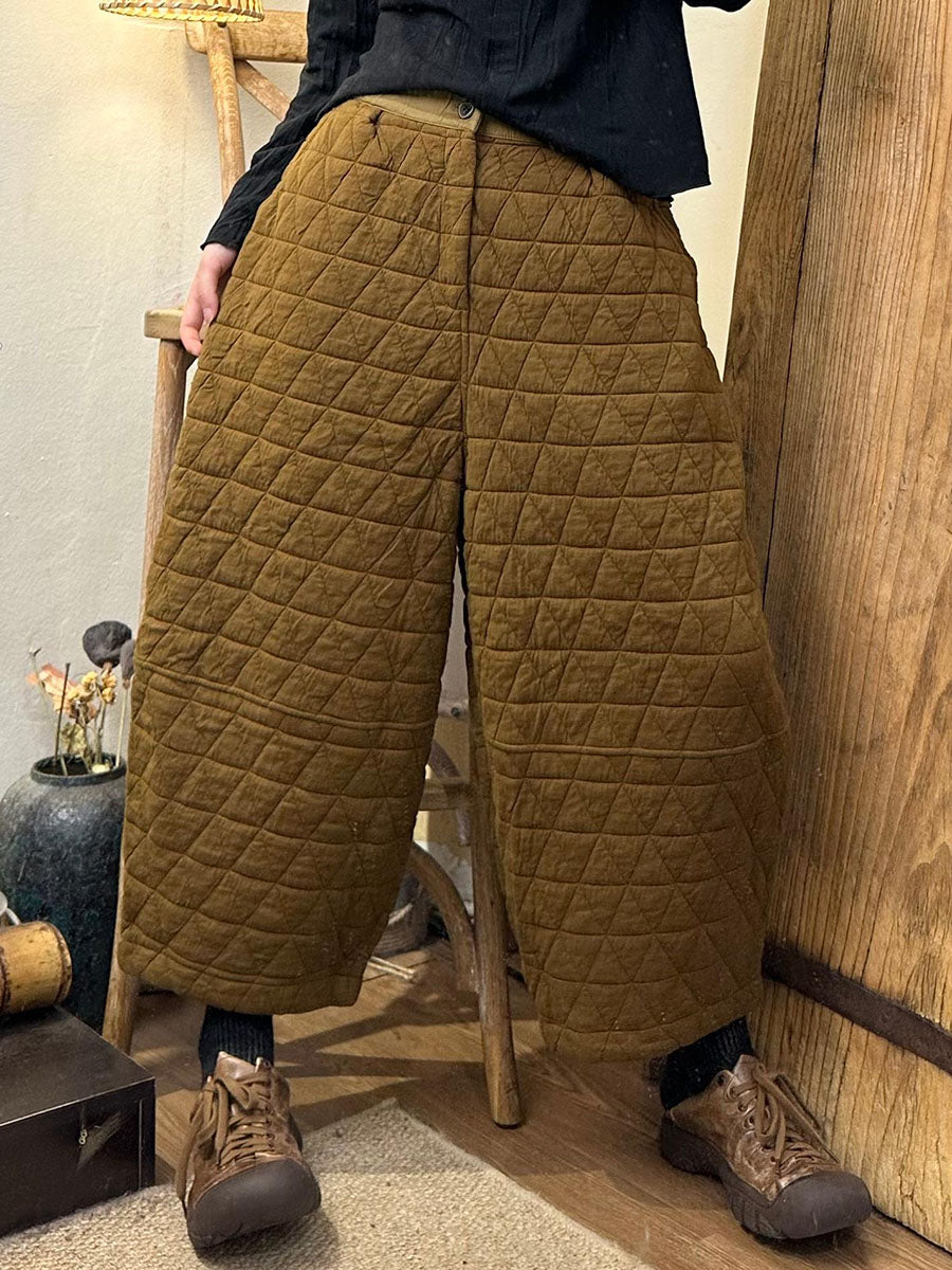 Pantalon droit en coton à losanges rétro pour femme, automne BA1063