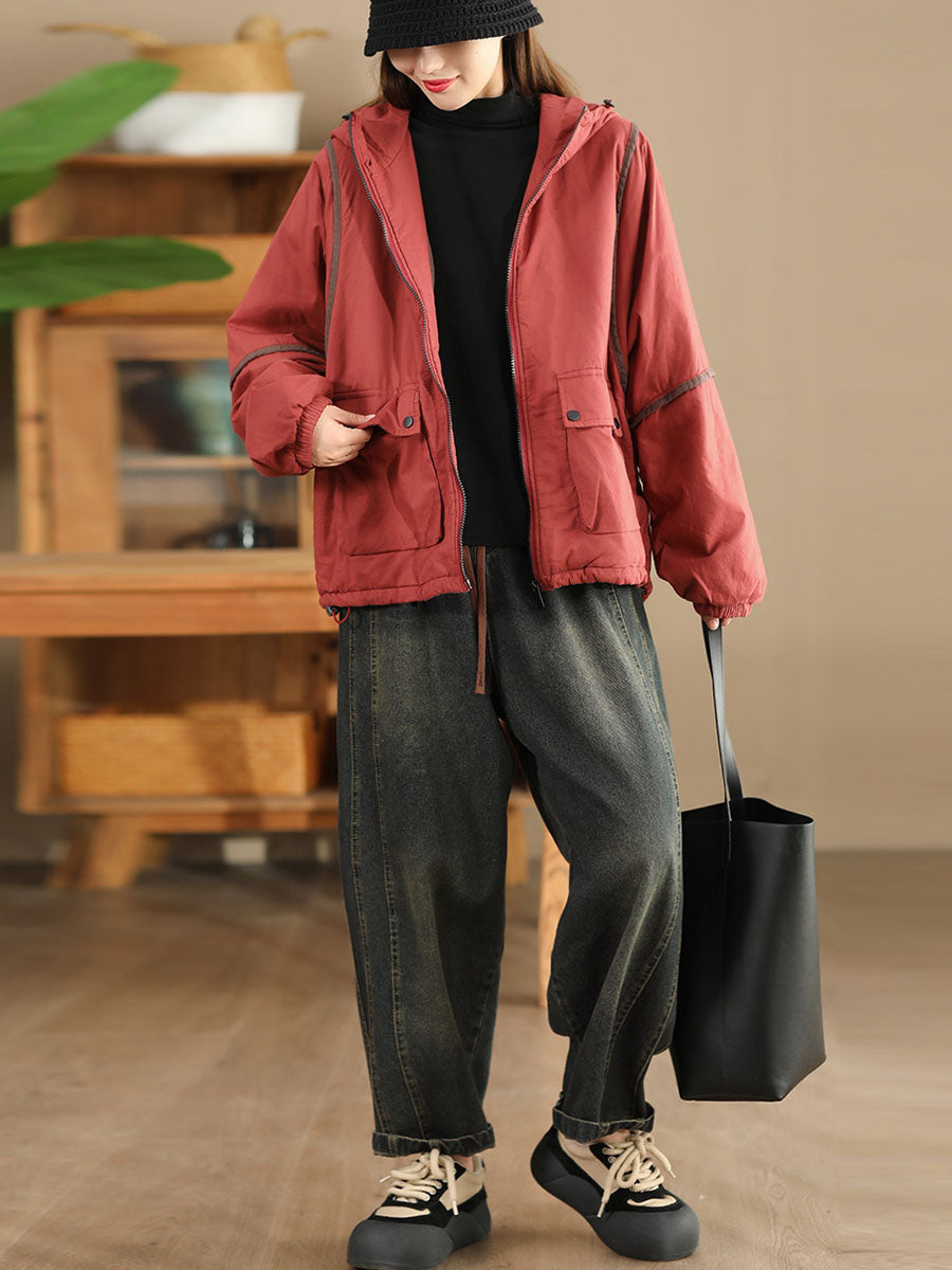 Pantalon sarouel en denim délavé épissé rétro pour femme BA1064