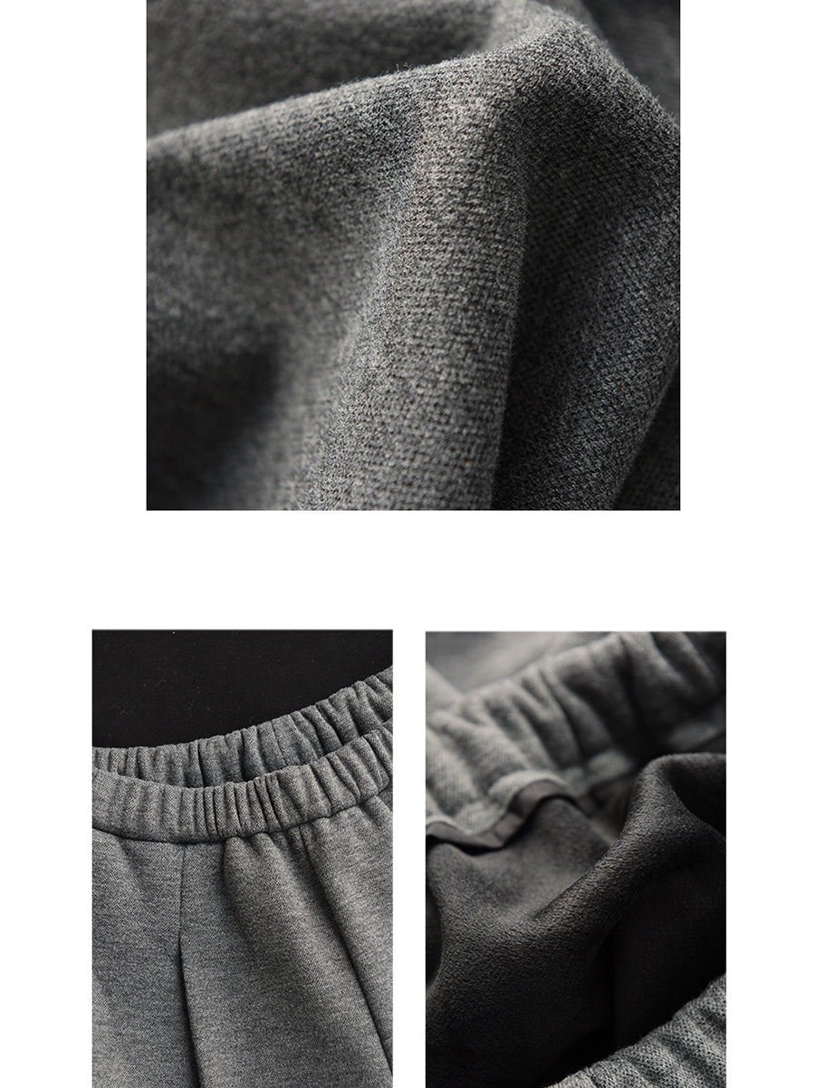 Pantalon large doublé polaire uni décontracté d'hiver pour femmes WU006