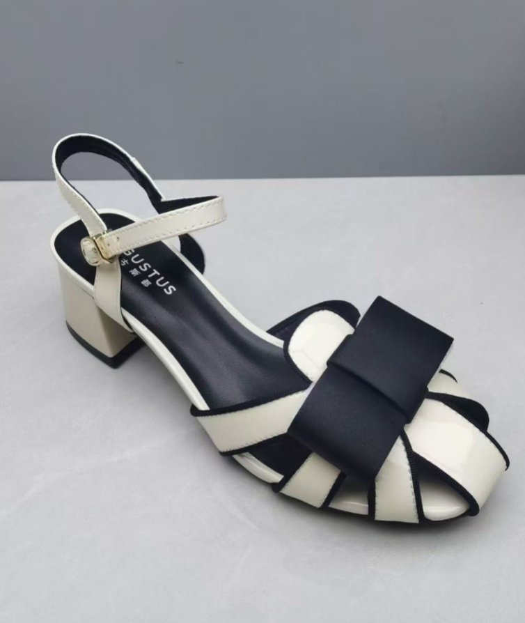 Faux Leather Yellow Splicing Buckle Strap Hollow Out Sandals