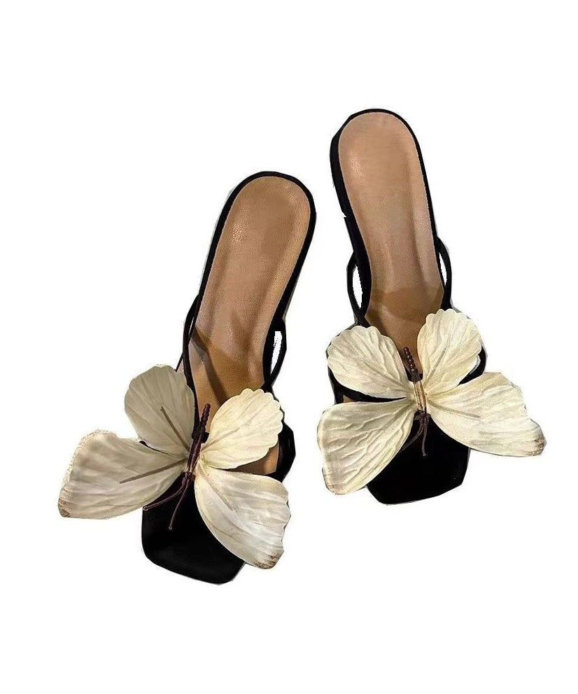 Sandales High Bow 2025 à talons carrés et bouts coulissants, fleurs, nouveauté