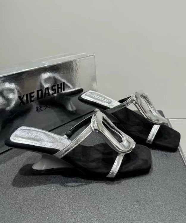 French Sandals 2025 Gold New Style Slide Wedge Heel
