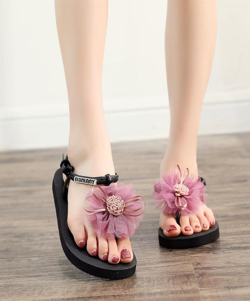 Vacation Flops Flip Gray 2025 New Style Flower Beach