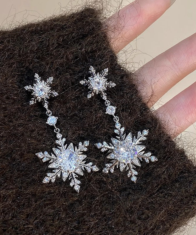 2025 Silk Stainless Steel Alloy Zircon Snow Drop Earrings YD024