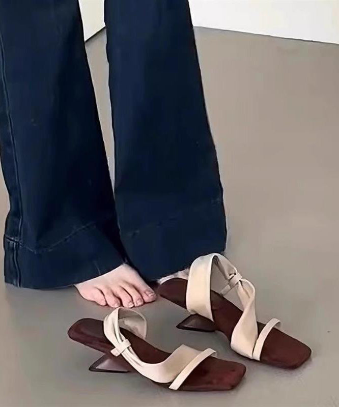 Sandales abricot à bout rose 2025 en similicuir avec brides à boucle