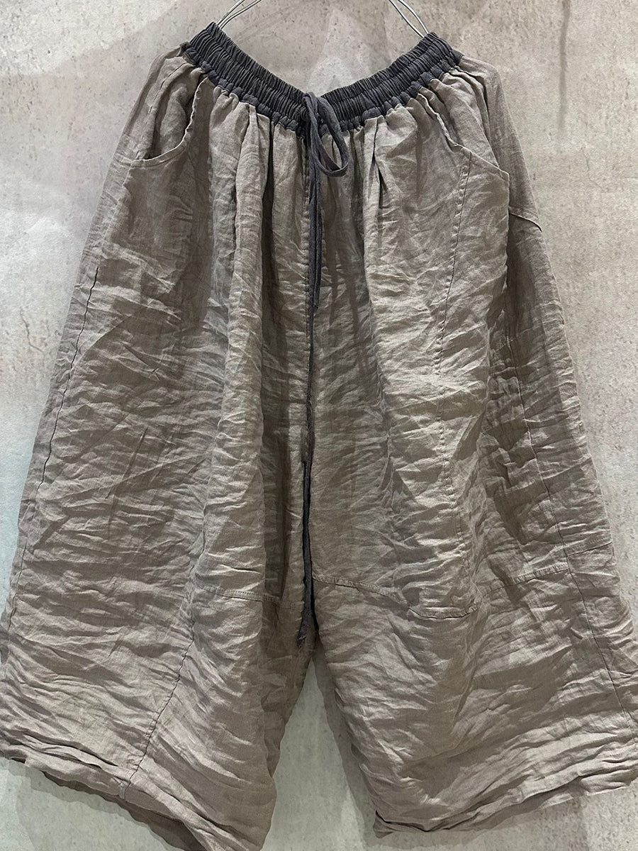 Pantalon d'été à jambes larges en lin pour femme