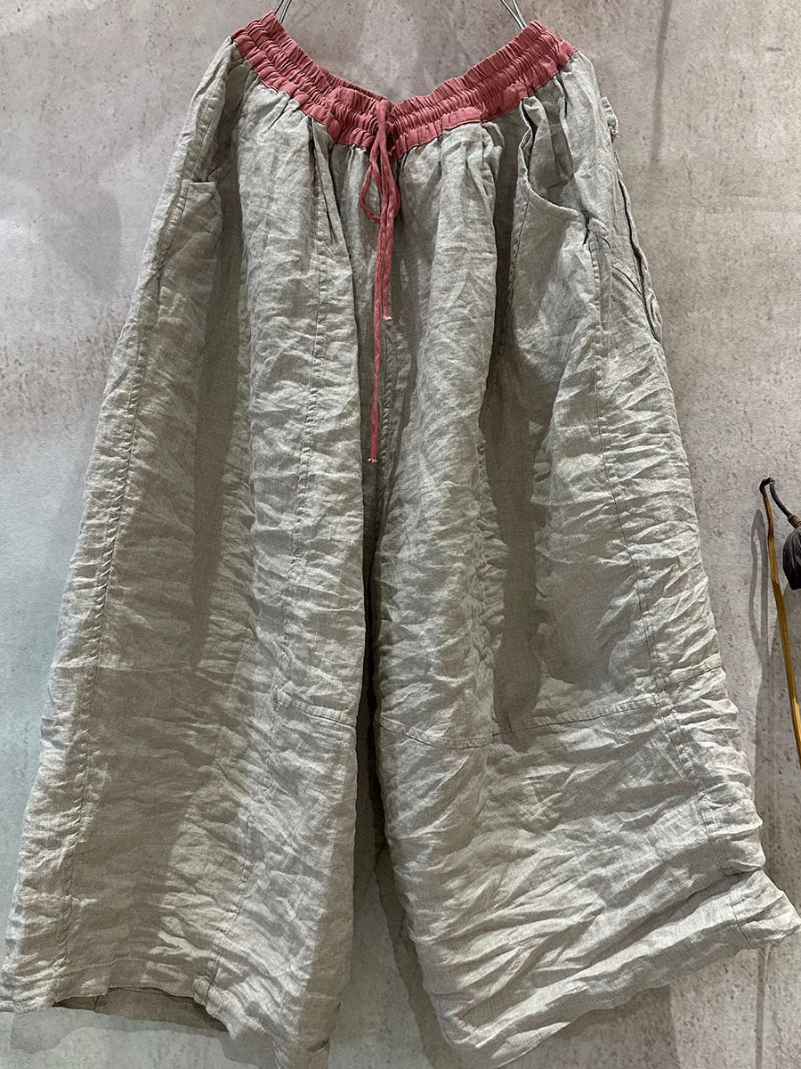 Pantalon d'été à jambes larges en lin pour femme