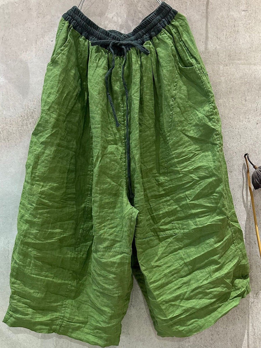 Pantalon d'été à jambes larges en lin pour femme
